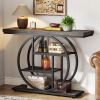 Modern 41-inch Circular Base Foyer Entryway Table with Black Wood Finish Shelves