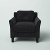 Black Microfiber Upholstered Armchair Flared Arm Chair with Tufted Back Cushion