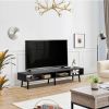 Mid-Century Modern Style TV Stand in Black Wood Finish - for TVs up to 65-inch