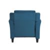 Blue Microfiber Upholstered Armchair Flared Arm Chair with Tufted Back Cushion