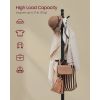 Solid Wood Coat Rack with 10 Hooks in Black Finish