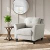 Cream Microfiber Upholstered Chair Armchair with Button Tufted Back Cushion