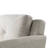 Cream Microfiber Upholstered Chair Armchair with Button Tufted Back Cushion