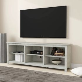 Farmhouse Style TV Stand in Light Grey Oak Wood Finish - for TVs up to 70-inch
