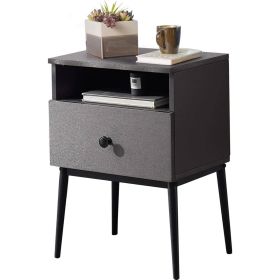 Mid Century Modern End Table Nightstand in Grey Black Wood Finish