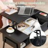 Modern Lift-Top Coffee Table Laptop Desk with Storage Shelf in Black Wood Finish