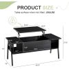 Modern Lift-Top Coffee Table Laptop Desk with Storage Shelf in Black Wood Finish
