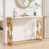 42-inch Modern Console Sofa Table with White Faux Marble Top and Gold Frame