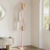Modern Solid Wood Coat Rack Entryway Hall Tree Hat Stand in Pink