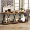Industrial 70-in. Brown Wood Top Console Table with Heavy Duty Black Metal Frame