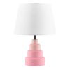 Small Pink Desk Light Table Lamp with White Fabric Shade for Bedside Nightstand