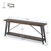 Sturdy 70-inch Industrial Brown Wood Top Console Table with Black Metal Frame