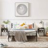 Set of 2 Modern Industrial Grey Wood Black Metal Side Table Nightstand End Table