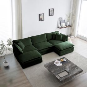 U-Shaped Sectional Sofa w/Reversible Footrest, 5-Seater Convertible Corner Couch with 2 Ottomans ,Modern Minimalist Soft Sofa & Couch for Living