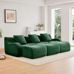 Three-Seat Boneless Sofa High-Quality Teddy Fabric ,No assembly required Curved armrest Anti-slip Design Ergonomic design