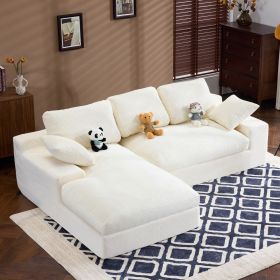 White corduroy compressed sofa. It has a soft and skin-friendly sitting feel