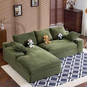 Green corduroy compressed sofa. It has a soft and skin-friendly sitting feel