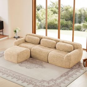 L-shaped Soft And Fluffy Plush Fabric,Boneless Sofa,With Throw Pillows 32D High Density Sponge,No Assembly Required Bottom
