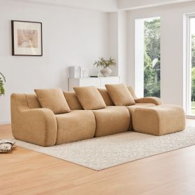 Boneless Sofa,3 Seat High-Quality Teddy Fabric,Anti-Slip Design,No Assembly Curved Armrests Streamlined Design (Color: as Pic)